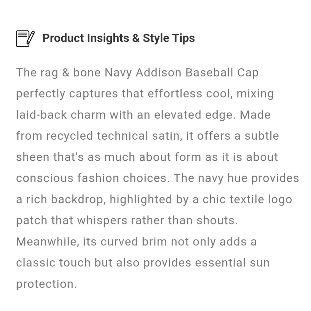 Rag & Bone Addison Strapback Baseball Cap Navy Unisex Adjustable Designer New - Picture 8 of 10